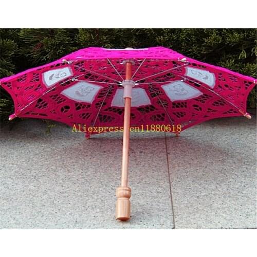 200pcs/lot Free Shipping Lace Sun Umbrella Parasol Wedding Handmade Manual long-handle For Flower Girls Dance umbrella