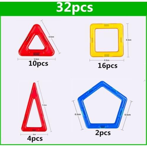 32 PCS standard size magnetic building blocks Model Building Toys Brick designer Enlighten Bricks magnetic toys