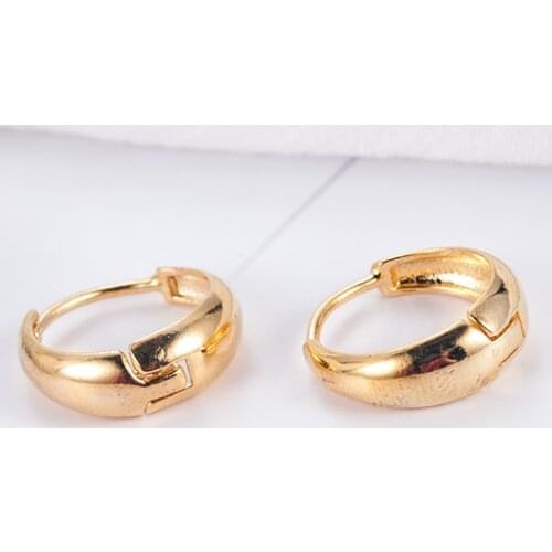 Cute Women Jewelry Hoops Smooth Plated Gold Filled Thin Circle Loop Earrings Ear Female Temperament Earrings