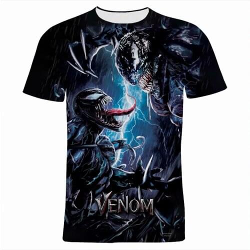 Fashion Mens Clothes Short Sleeve Marvel Venom 3D Print Cool Boy Girl Kids T-shirts Summer Streetwear Womens T Shirt