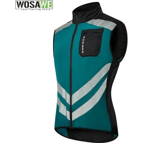 WOSAWE Men Ultralight Reflective Cycling Vest Sleeveless Windproof Sports Ciclismo Jersey MTB Road Bike Clothing Bicycle Clothes