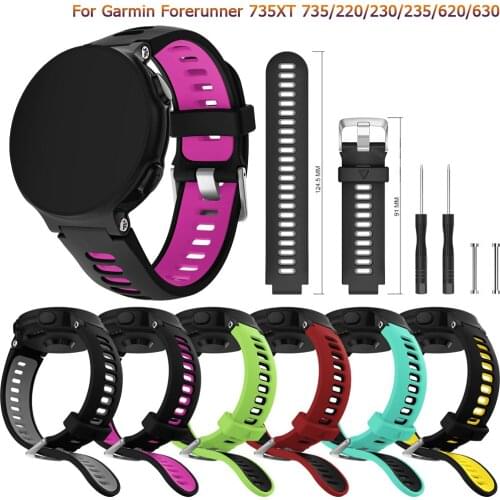 Soft Silicone Replacement Wrist Band Watch Strap with tool set for Garmin Forerunner 220 230 235 630 620 735XT Smart Watch Bands