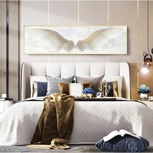 Hot Wall Posters and Print White Angel Wings Vintage Wall Art Canvas Painting Wings Art Wall Picture for Living Room Decor