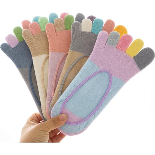 5 Pairs 2021 New Five-finger Socks Women Combed Cotton Invisible Shallow Mouth Casual Colorful Toes Socks Fashion Low Cut Sox