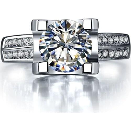 Solid Platinum PT950 Ring 1CT Diamond Ring for Women Fine Promise Ring For Bridal Anniversary Day Brilliant Lasting Forever