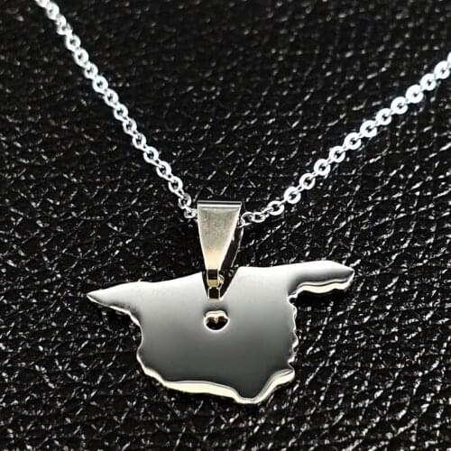 Stainless Steel Spain Map Pendant Necklaces Women Men Jewelry Country Map Spanish Chain Necklace Patriotism Accessory N68161S05