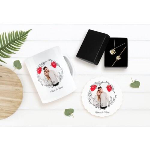 Personalized Valentine 'S Day Themed Is Photo Mug Coaster and Necklace Bracelet Gift Seti-26