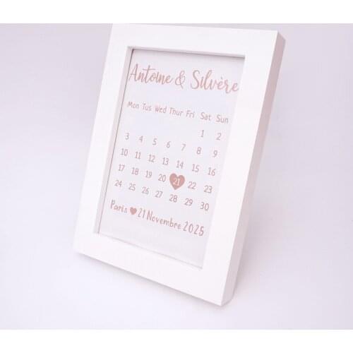 Personalized Birthday Party Decor Photo Frame Custom Bride Name Wooden Wedding Calendar Frame with Nail Table Decoration
