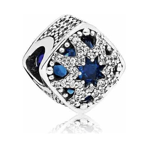 Christmas Gift Glacial Beauty Charms 925 Sterling Silver Blue Clear Bead Fit Charm Bracelet DIY For Women Fashion Jewelry making