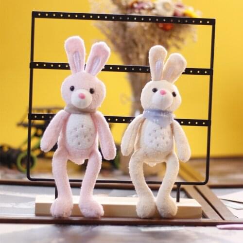Popular Cute Long-legged bunny with scarf Pendant very lovely Plush High Quality Keychain Soothing doll christmase couple gift