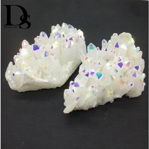 Rainbow Aura Quartz Titanium Crystal Cluster White Crystal Cluster Reiki Healing Lemurian Seed Prism Charms