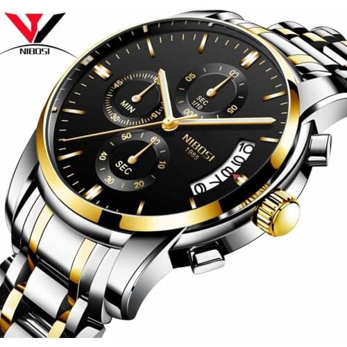 Relogio Masculino De Luxo NIBOSI Watch Men Waterproof Calendar Luminous Luxury Sports Men Watches Waterproof Full Steel Uhren