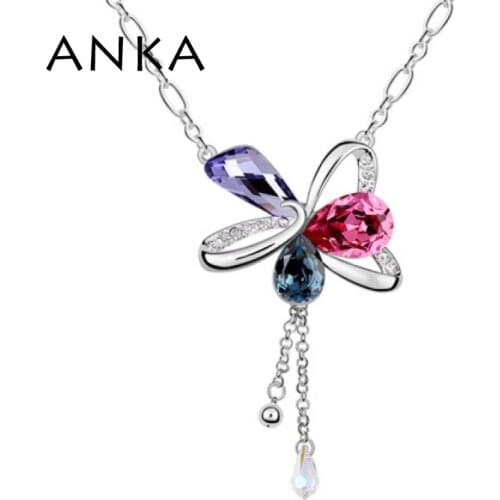 ANKA Popcorn Chain Romantic Women Pendant Fashion Jewelry With Crystals From Austria Long Necklace Sweater Chain #92275
