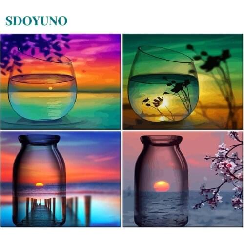 SDOYUNO 60x75cm Painting By Numbers Kits DIY Seascape Pictures By Numbers On Canvas Scenery Frame Digital Hand Painting