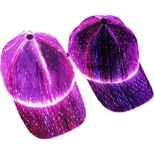 LED Fiber Optic Luminous Hat Light Up Glowing Cap Outdoor Light Up Peak Cap Baseball Cap Performance Cap for Party Club Bar