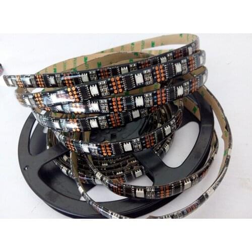 5M WS2801 32leds/m DC5V 32pixels/M IP65 LED pixel strip;38W;waterproof in silicon coating;black pcb