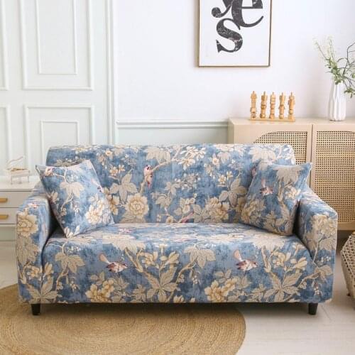 All-inclusive Elastic Sofa Cover for Living Room Annunciation Bird Pattern Blue Color Sofa Seat Slipcovers Decoration Furniture