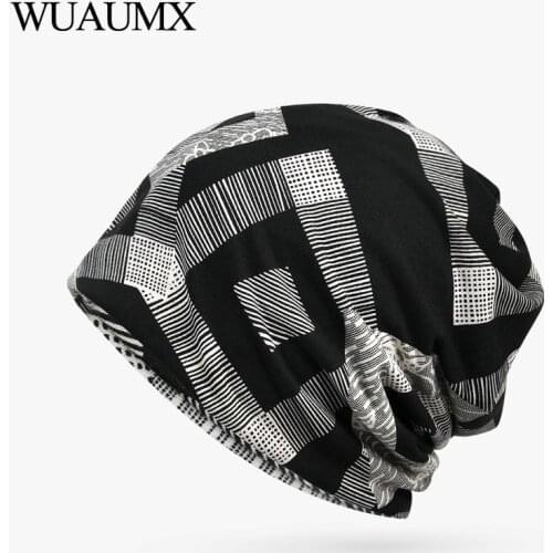 Wuaumx Spring Summer Beanies Hats For Men and Women Geometric Turban Hats Hip-Hop Hedging Hats Skullies Beanies Balaclava Cap