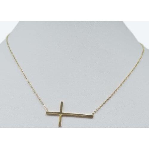 High quality top fashion necklace ,stainless steel ,anti-allerge ,avaibale in silver and gold color,cross shape
