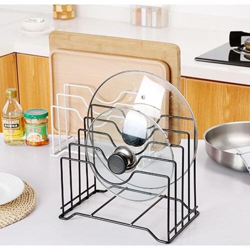 Iron Kitchen Shelf Pan Rack Cutting Board Holder Storage Pot Lid Organizer Stands Tapas Cover Stand Stainless Steel Dish Rack 2