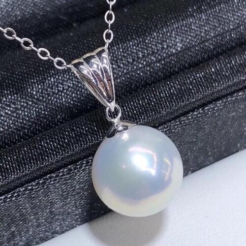 D610 Pearl Pendant Fine Jewelry Solid 18K Gold Round 11-12mm Nature Fresh Water White Pearls Pendants Necklaces for Women