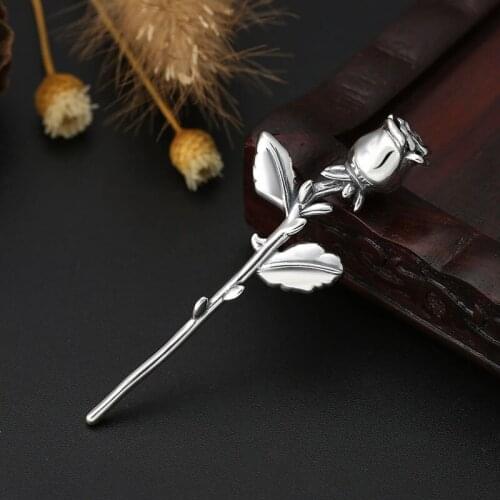 Wholesale S925 Sterling Silver Retro Hipster Necklace Pendant Simple And Elegant Rose Jewelry Ladies Thai Silver Pendant