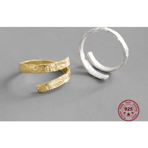 100% S925 Sterling Silver Rings For Women Trendy fashion Link Chain Shape Open Cuff Resizable Ring Retro Jewelry