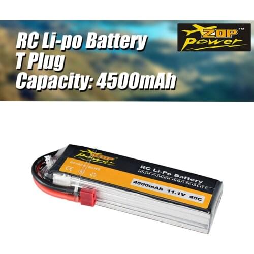 ZOP Power 11.1V 45C 4500mAh 3S Lipo Battery T Plug Rechargeable for RC Racing Drone Quadcopter Helicopter Car Boat