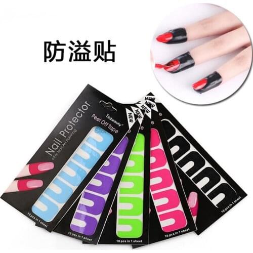 2000pcs U-shape Nail Protector Stickers Portable Spill-resistan Peel Off Tape Painting Finger Nail Form Cover Guide Sticker