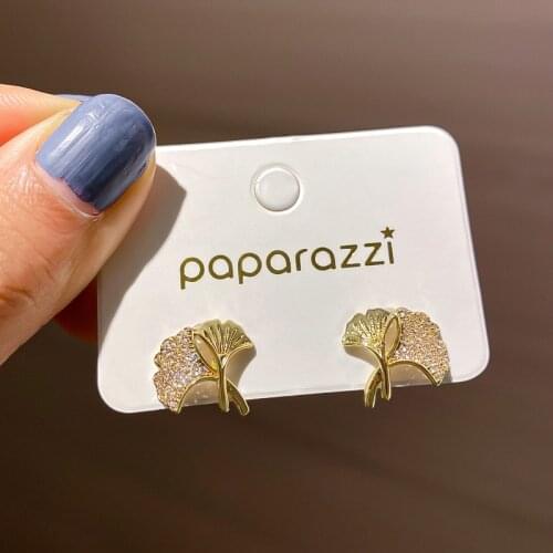 2020 Gold Color Ginkgo Leaf Stud Earrings Zinc Alloy Korean Fashion for Women Jewelry Wholesale