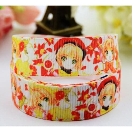 22mm 25mm 38mm 75mm Ruban satin Cardcaptor Sakura Cartoon Character printed Grosgrain Ribbon party decoration X-00578 10 Yards