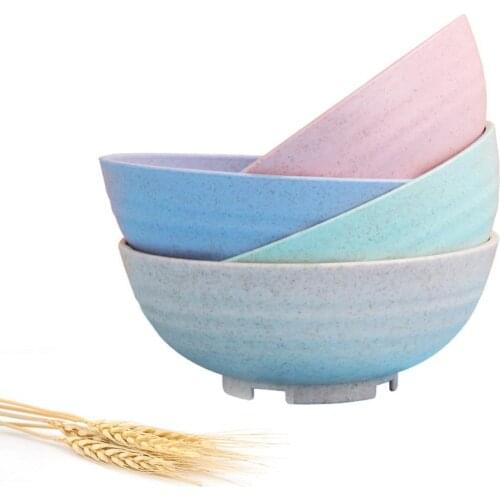 4 set Lightweight & Unbreakable Cereal Bowls -Wheat Straw Fiber Lightweight Bowl - Dishwasher Microwave Safe