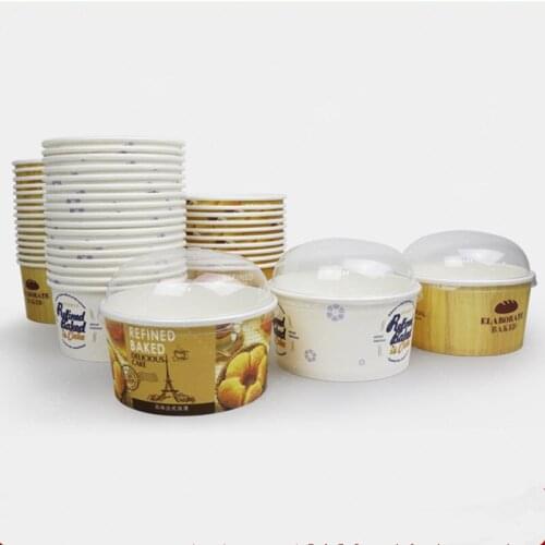 50pcs Net red baking packaging can be directly baked bread cake paper bowl paper mold paper cup dessert cup and smiley cover