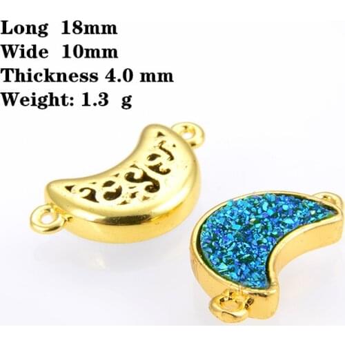10pcs/pack Copper inlaid crystal bud moon double hole DIY jewelry accessories connector for making bracelet necklace pendant