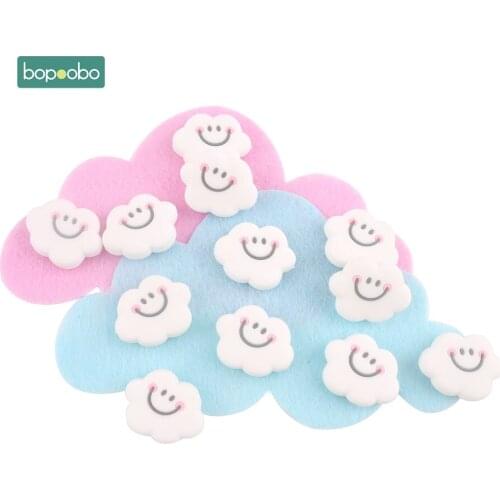 Bopoobo 3pc Silicone Teether Mini Cloud Beads Baby Teething Smiley Cloud beads Baby Nursing Accessories DIY Crafts Newborn Gift