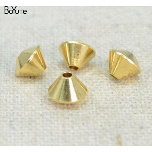 BoYuTe Wholesale (100 Pieces/Lot) 6*4.5MM-1.2MM Hole Metal Brass UFO Shaped Beads Bodhi Diy Loose Beads Jewelry Accessories