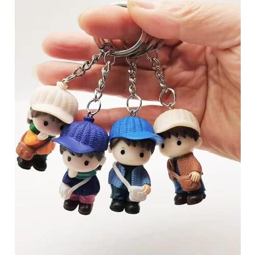 Korean Student Keychain Cartoon Backpack Kids Keychain Accessories Gift Cap Boy Keyring Boys Car Backpack Keychain Pendant