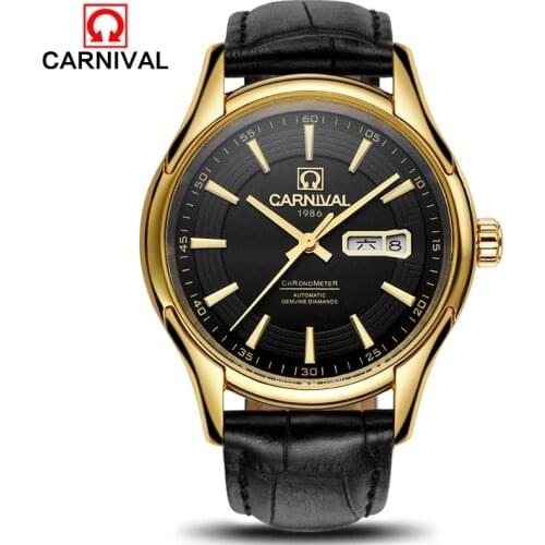 Carnival Brand Military Watch Fashion Luxury Waterproof Calendar Automatic Mechanical Wristwatch For Men Clock Relogio Masculino