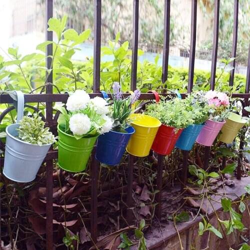 Colorful Hanging Succulent Flower Planter Pots Home Garden Balcony Decoration Planters Windows Wall Fence Plant Holder Basket