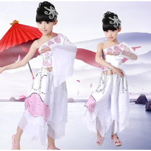 Children Wear Costumes Classical Dance Yangko Dance Girls Clothing Umbrella Fan Dance Clothes Modern National Dance Costume 18