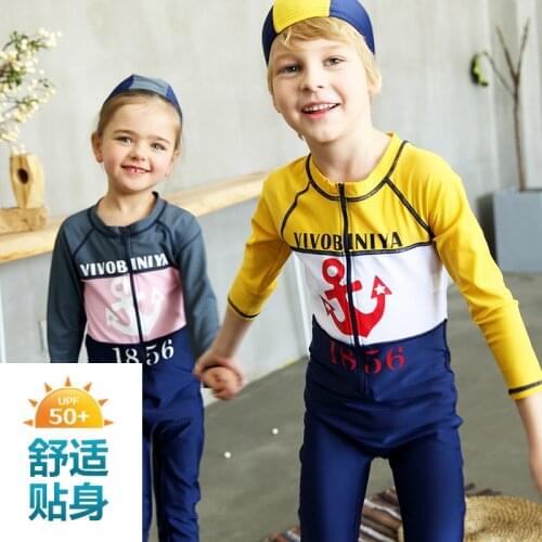 Kids UPF50+ Full Body Swimsuit One piece Snorkeling Lycra Skin Suit -Zip up Long Legs & Sleeves Boys Girls 3-10Y UV Sun Protect