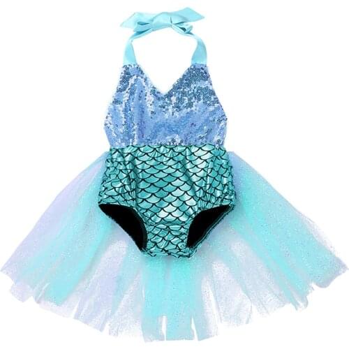 Baby Girls Sequins Tutu Summer Mermaid Baby Rompers One-Pieces Multi Color Toddler Baby Cosplay Clothing Girl Rompers Jumpsuit