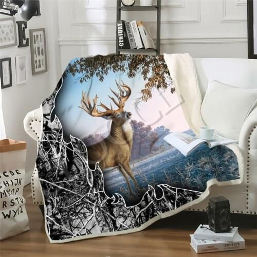CLOOCL Animal Hunting Deer Blanket Printed Kids Blanket for Beds Adult Quilts Sofa Travel Teens Student Fashion Throws Blanket