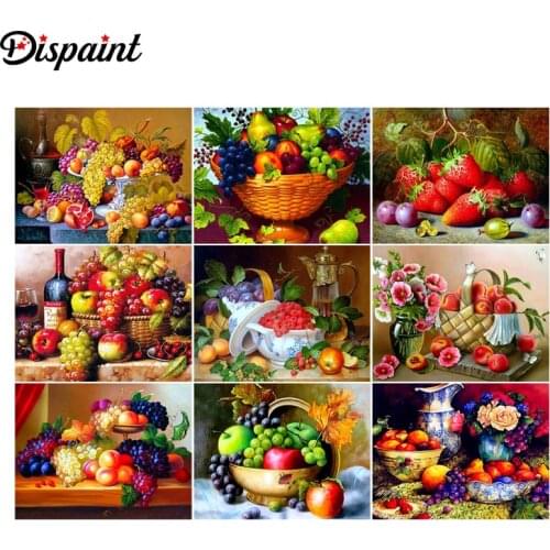 Dispaint Paint With Diamond Embroidery "Flower basket fruit" Diamond Painting Full Square Round Picture Of Rhinestone Decor