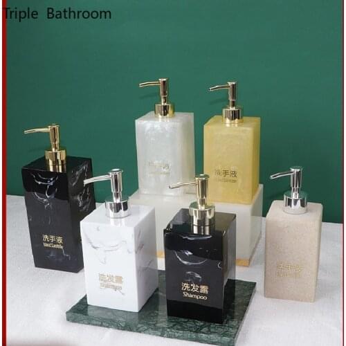 260ml 400ml Marble Texture Resin Soap Dispenser Portable Bathroom Accessories Shampoo Wristband Hand Dispenser Lotion Bottle