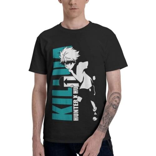 Hxh Killua Zoldyck T Shirt Men 100% Cotton Printed T-shirt Fashion Tshirt Short Sleeve Hunter x Hunter Tees Tops