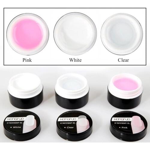New Soak Off Gel Builder Hard Gel UV LED Nail Tips Extension Nail Art Nail Polish Manicure Tool Non-toxic Pink/White/Clear TSLM1