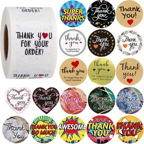 Geometric Cartoon Thank You for Your Order Supporting My Business Stickers Super Thanks Very Much Seal Labels for Envelope Card