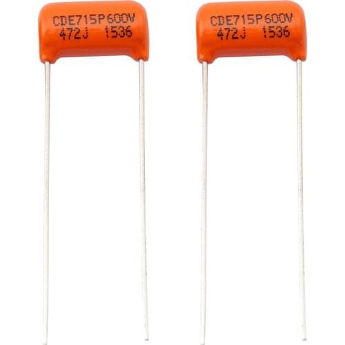 CDE Sprague Orange Drop Capacitors Tone Caps Polypropylene .0047uF 715P 472J 600V for Guitar or Bass (Set of2)
