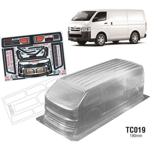 Rc Car Shell Toyota Hiace Clear Body + Body Stiffener + Tail Wing For 1:10 Scale Business Cars Model